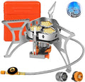 6800W Camping Backpacking Stove, Outdoor Portable Burner Cooking Stove with Fuel Canister Adapter, Piezo Ignition, Carry Case, Foldable Windproof Camping Gas Stove for Picnic Hiking by Facitsolvit