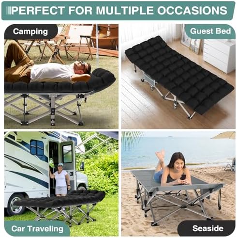 ZENPETIO Folding Camping Cot for Adults, 28" Heavy-Duty Portable Cots Bed - Image 3