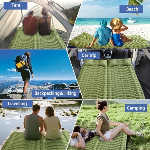 Double Camping Sleeping pad with Pillow & Built-in Foot Pump - Image 6
