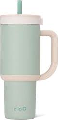 Ello Oasis 24 oz Tumbler with Handle & Retracting Straw | Reusable Insulated Stainless Steel Cup 100% Leakproof, Gifts for Teens Women Men | Keeps cold for 24 Hours, Cup Holder Friendly, Pistachio by Ello