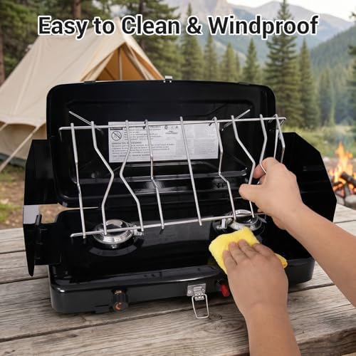 FineFlame Camping Stove, Propane Portable Camp Stove, 13000BTU-2 Burners - Image 6