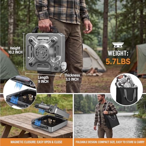 2-Burner Portable Propane Camping Stove,30000 BTU Foldable Gas Stove - Image 5