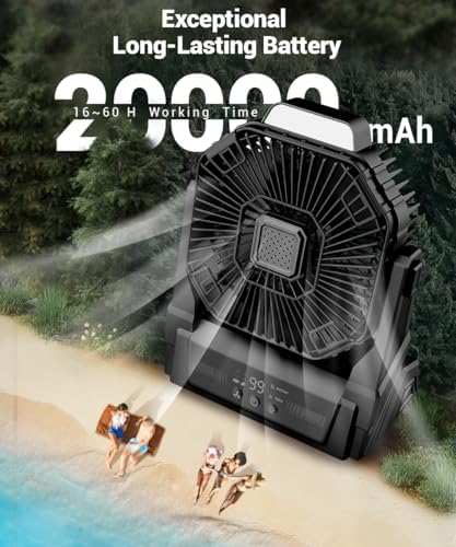 KopBeau 20000mAh Portable Rechargeable Fan, Battery Powered Camping Fan - Image 3