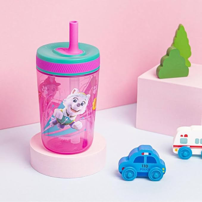 Zak Designs Kelso 15 oz Tumbler Set (Paw Patrol Skye & Everest) Leak-Proof Screw-On Lid with Straw Made of Durable Plastic and Silicone, Perfect Cup Bundle for Toddlers, Kids (2pc Set) - Image 3
