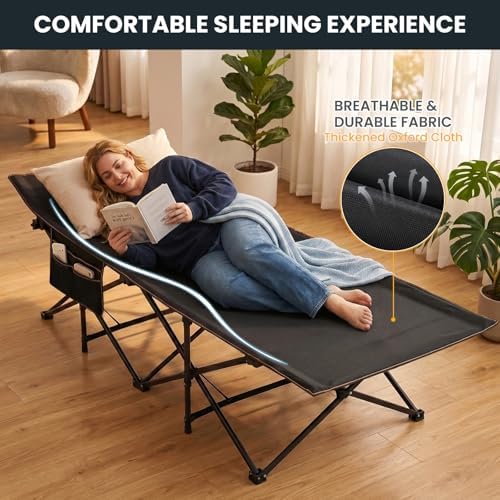 LILYPELLE Oversized XXL Folding Camping Cot, 32" Heavy Duty Sleeping Cots - Image 5