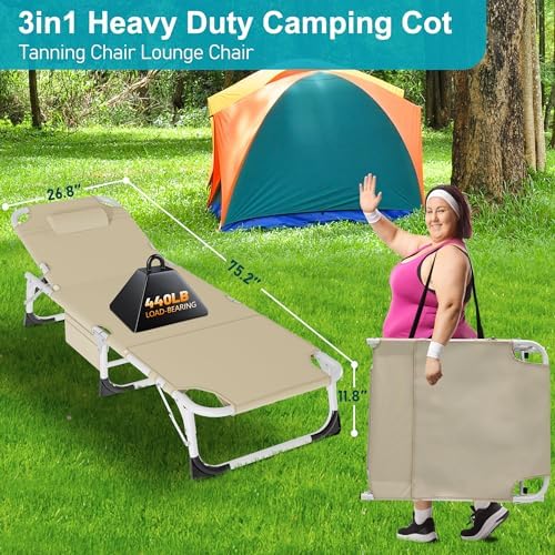 ABORON Extra Wide 28-Inch Folding Camping Cot for Adults with Mattress - Image 5