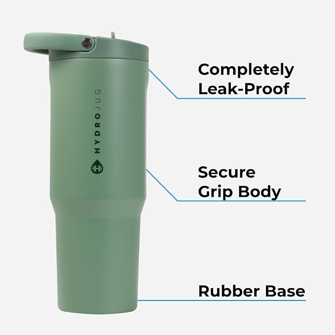 HydroJug Sport - Stainless Steel Tumbler with Straw, Vacuum Insulated, 32oz Leakproof Water Bottle, Ergonomic Design, Reusable, Dishwasher Safe, Rubber Base, Durable for Gym or Outdoors, Camo - Image 2