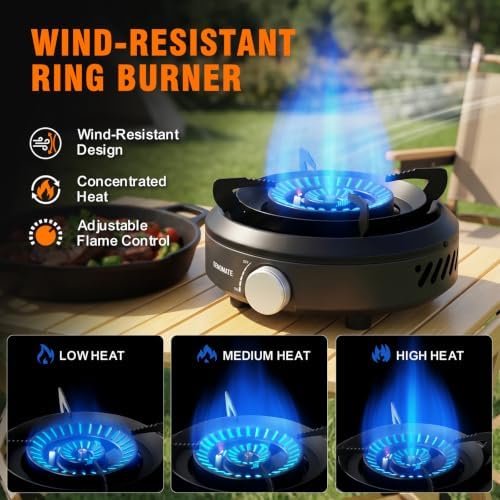 Portable Camping Stove, Powerful 3-Ring Burner, 20,500 BTU Camp Stove - Image 3