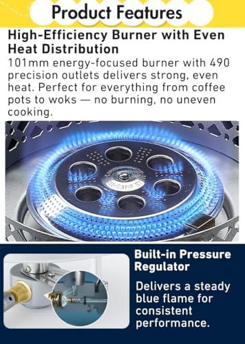CAMPINGMOON Canister Top Stove 4200W Isobutane Pot Stand OD-4/OD-4-ST - Image 3