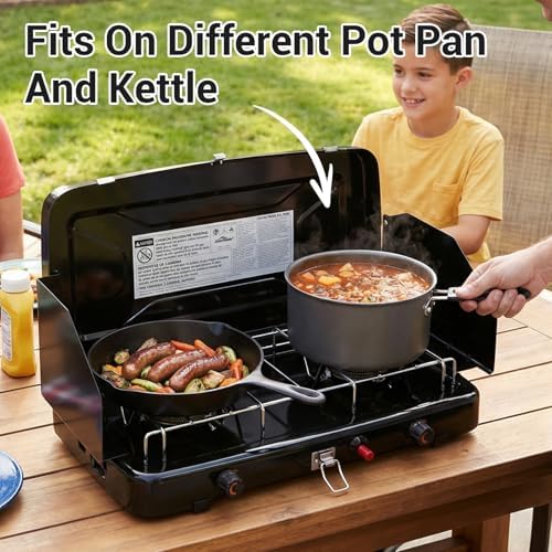 FineFlame Camping Stove, Propane Portable Camp Stove, 13000BTU-2 Burners - Image 4