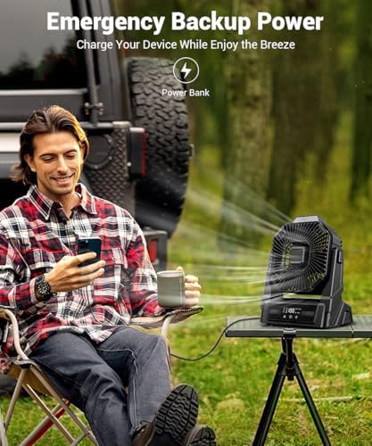 KopBeau 20000mAh Portable Rechargeable Fan, Battery Powered Camping Fan - Image 4