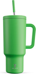 Meoky 40 oz Tumbler with Handle and Straw: Stainless Steel Insulated Tumbler with Lid and Straw - 100% Leak Proof Tumbler for Car Cup Holders - Travelers Commuters Workers, Green by MEOKY