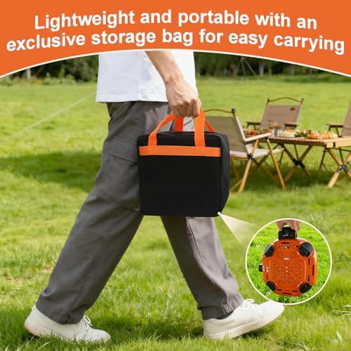 2 Burner Propane Camping Stove with Windshield,20,000 BTUs Folding Portable Camp Stove with Frying Pan,Carrying Bag,Dual Gas Stoves Easy Carrying for Tailgating,Camping,BBQ (Orange, Medium) - Image 6