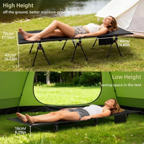 Anbte Height Adjustable Camping Cot, Support 400 lbs, Portable for 1 Person - Image 5