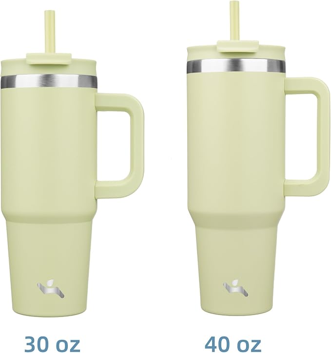 Konokyo 30 oz Tumbler with Handle and 2 Straws,2 in 1 Lid Insulated Water Bottle Stainless Steel Travel Coffee Mug,Macaron Green - Image 3