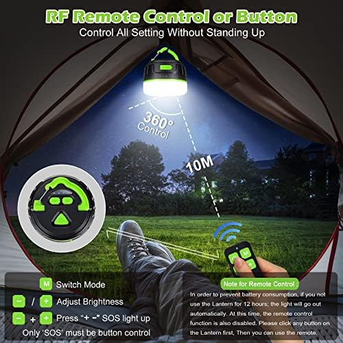 Sinvitron LED Camping Lantern Rechargeable with Remote Control - 1000LM 150H Runtime Tent Light, 5200mAh Water-Resistant Emergency Light for Hurricane Power Outages, Hiking Home - Image 2