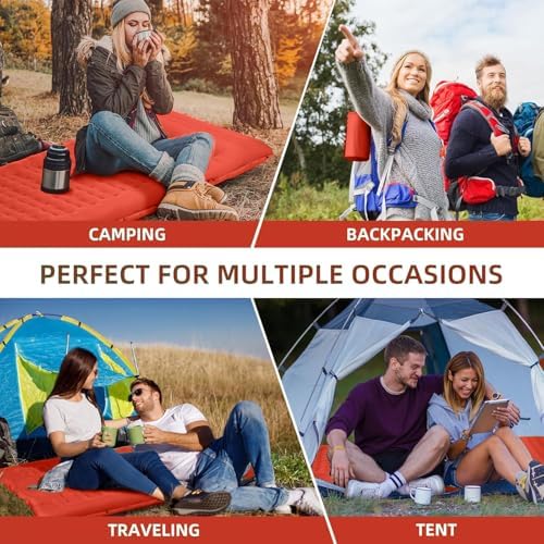FNARMW Camping Sleeping Pad, Extra Thick 5 Inch Camping Mat with Pillow Built-in Foot Pump Inflatable Sleeping Pads Compact for Camping Backpacking Hiking Traveling Tent（Orange-Black） - Image 7