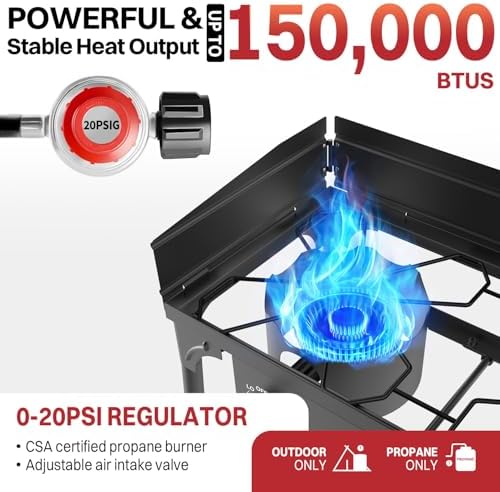 2 Burner Propane Camp Stove | 150,000 BTU | High Pressure Gas Burners - Image 2