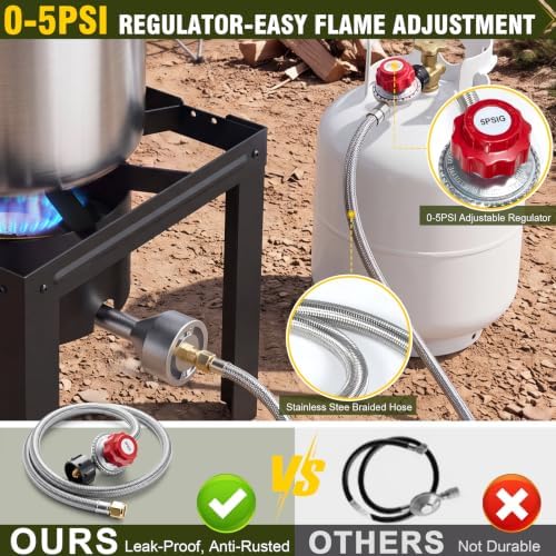 Bestfire 80,000BTU Propane Burner Gas Stove for Outdoor Cooking, Turkey Frying Burners for Camping,Crawfish Boil - Image 4