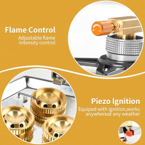 11800W Portable Windproof Camping Stove Lightweight Camp Stove Collapsible Backpacking Stove with EVA Box for Outdoor Camping Cooking Hiking and Picnic, white - Image 3