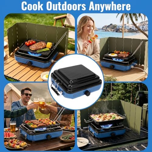 Uniflasy Propane Camping Stove with Carry Bag and Cookware Set - Image 3