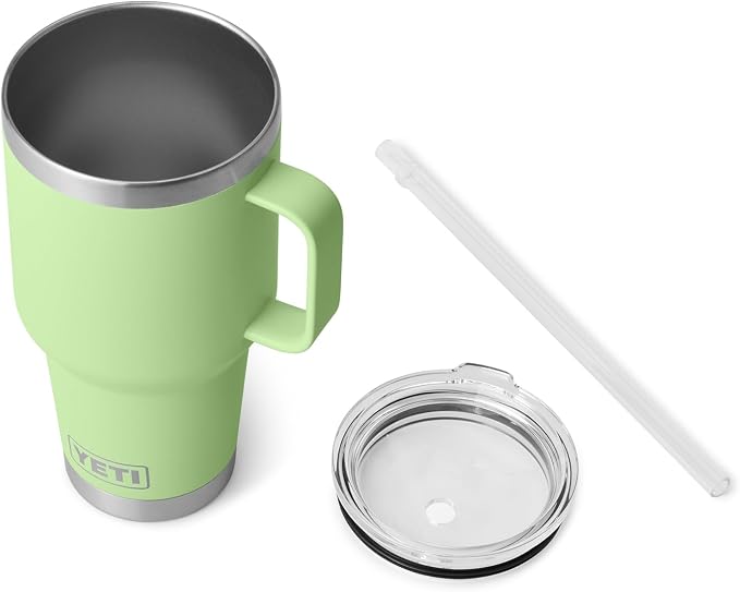 YETI Rambler 35 oz Tumbler with Handle and Straw Lid, Travel Mug Water Tumbler, Vacuum Insulated Cup with Handle, Stainless Steel, Key Lime - Image 4