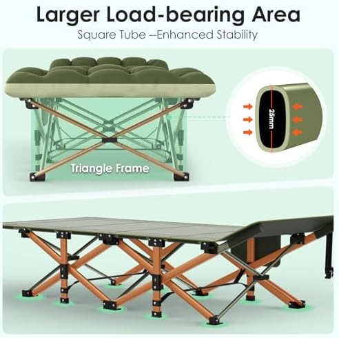 Suteck Camping Cot, Folding Camp Bed for Adults with Soft Thicker Cushion - Image 5