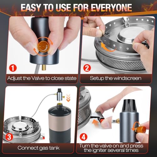 Propane Camping Stove, Portable Camp Gas Stove 13500BTU Burners with Piezo Ignition, Carrying Bag - Image 4