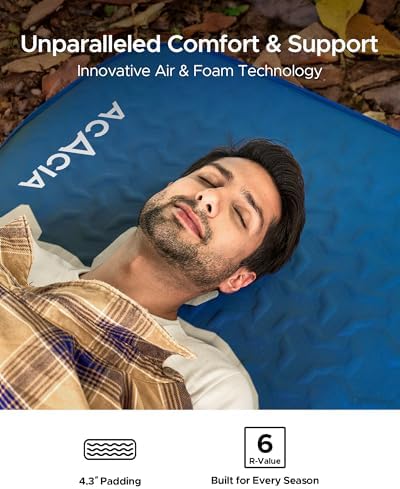 Acacia 4" Thick Self Inflating Sleeping Pad with Foam, Innovative Y-Shaped Telescopic Structure, Ultraportable Camping Air Mattress with Pump Sack, Easy Roll Up Sleep Bed for Travel Tent Car - Image 2