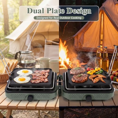 Hisencn 2 Burner Camping Stove with Dual Griddles for Camping,RV Essentials - Image 3