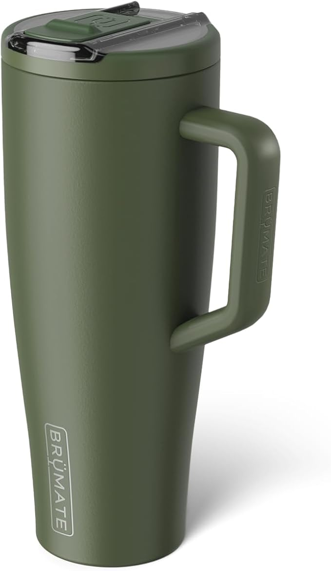 BrüMate Era Flip 40oz Tumbler with 100% Leakproof Covered Straw Lid | Hygienic Covered Straw | Insulated Stainless Steel Water Bottle with Handle | Cup Holder Friendly | BPA-Free (OD Green) - Image 2