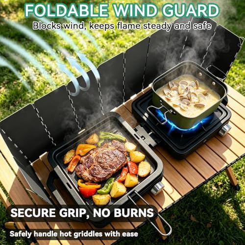 2 Burner Camping Stove 24000 BTU, Portable Propane Camp Stove Set, Black - Image 3