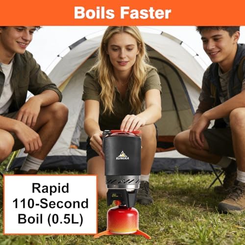 Backpacking and Camping Stove Cooking System | 110-Second Fast Boil,6-in-1 Integrated 1L Portable Pot Set with Jet Burner, 630g Ultralight,Detachable Pan Stand for Hiking,Fishing,Hunting - Image 2
