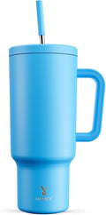 Meoky 40 oz Tumbler with Handle and Straw: Stainless Steel Insulated Tumbler with Lid and Straw - 100% Leak Proof Tumbler for Car Cup Holders - Travelers Commuters Workers, Blue by MEOKY