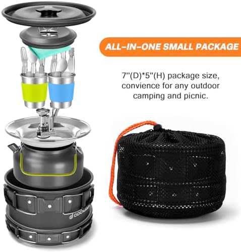 Odoland 16pcs Camping Cookware Mess Kit, with Folding Camping Stove - Image 5