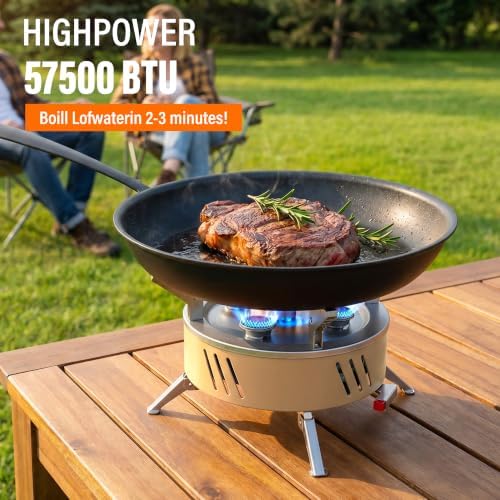 Veralune Camping Stove, Portable Gas Stove, 57500 BTU High Power - Image 2