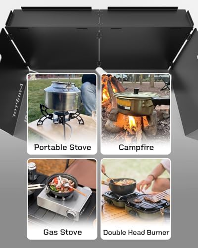 Aluminum Camping Stove Windscreen,Lightweight Foldable Outdoor Wind Blocker Gas Stove Windshield Wind Screen with Storage Bag for Camping,Glamping,Hiking,Picnic,Backpacking,Cooking,Fishing - Image 5