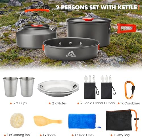 THTYBROS 17pcs Camping Cookware Mess Kit,for Camping,Backpacking,Picnic - Image 4