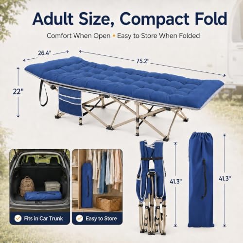 Yaheetech Folding Camping Cot Heavy Duty with Thick Mat & Carry Bag - Image 6