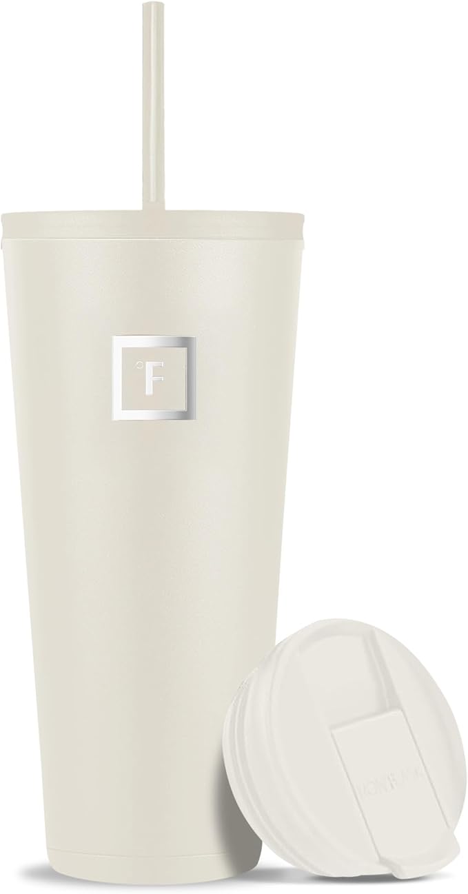 IRON °FLASK Classic Tumbler - Vacuum Insulated Stainless Steel Water Bottle, Double Walled, Drinking Cup, Insulated Travel Mug (Cashmere Cream, 32 oz Solid Lid) by IronFlask