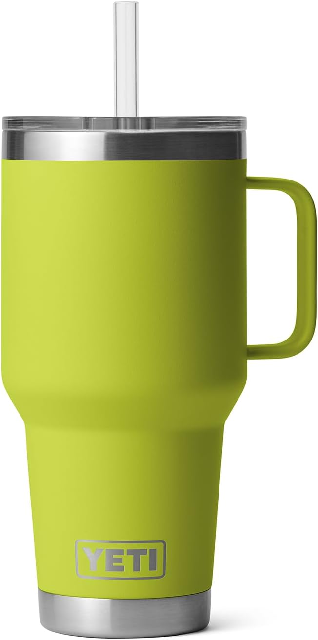 YETI Rambler 35 oz Tumbler with Handle and Straw Lid, Travel Mug Water Tumbler, Vacuum Insulated Cup with Handle, Stainless Steel, Chartreuse - Image 7