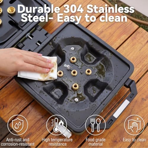 2-Burner Portable Propane Camping Stove with Windshield,Foldable Gas Stove - Image 6