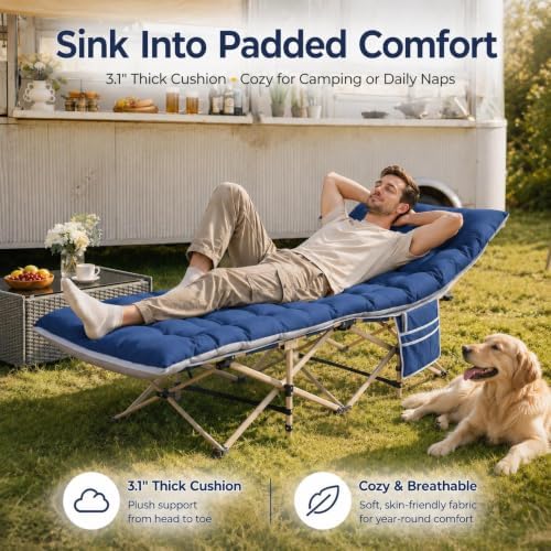 Yaheetech Folding Camping Cot Heavy Duty with Thick Mat & Carry Bag - Image 5