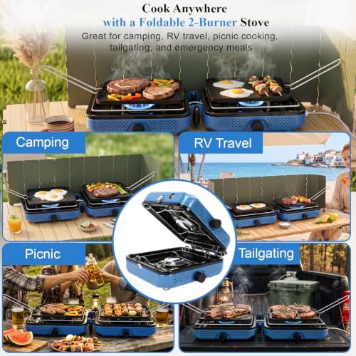 Uniflasy 2-Burner Camping Stove Kit with Carry Bag & Wind Guards - Image 4