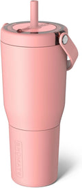 BrüMate Resa 35oz 100% Leakproof Travel Tumbler with Handle & Straw | Flexible SoftSip Straw | Silicone Sleeve for Durability | Stainless Steel | Cup Holder & Travel Friendly Water Bottle | (Guava) by Br%C3%BCMate