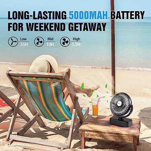 AMACOOL Portable Camping Fan with LED Lantern- 40H Work Time Rechargeable - Image 4