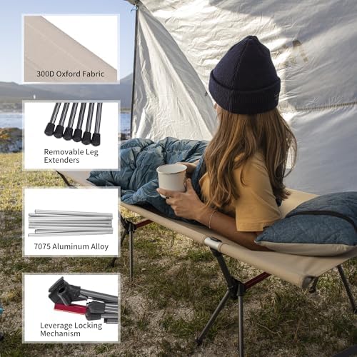 Naturehike ArmyWild Folding Camping Cot, Height Adjustable Ultralight Backpacking Cot, Portable Camping Bed for Camping Hiking Travel Home - Image 2