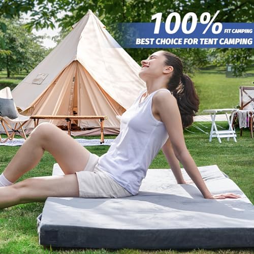 CYMULA Memory Foam Camping Mattress Pad, CertiPUR-US Sleeping Mat, Portable Roll Up Mattress for Adults, Camping Bed Pads for Sleepover, Car Bed with Travel Bag - Image 3