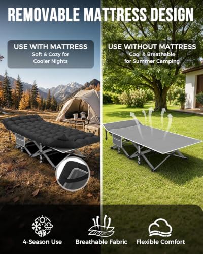 ZENPETIO XXL Folding Camping Cot for Adults, 32" Heavy-Duty Extra Wide Cots - Image 5
