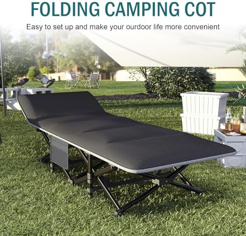 Mopaicot Camping Cot for Adults, Folding Bed with Comfortable Cushion - Image 2